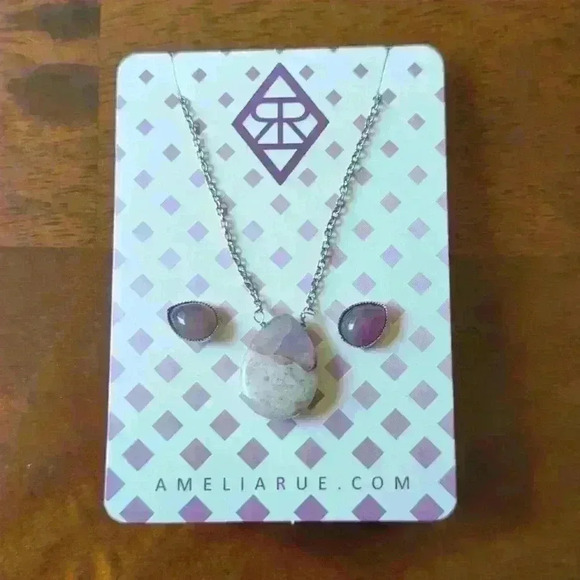 Amethyst Drops Set Drop Necklace & Earrings by Amelia Rue - Picture 1 of 8